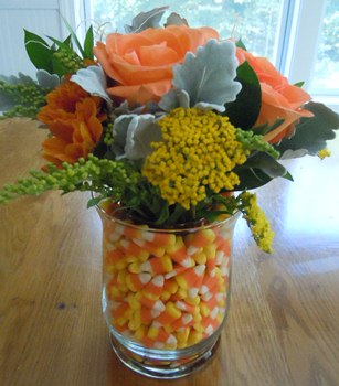 halloween craft ideas; candy corn vase